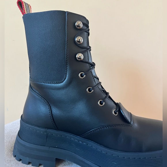 Burberry Icon Stripe Lace-up Leather Boots - Picture 7 of 15